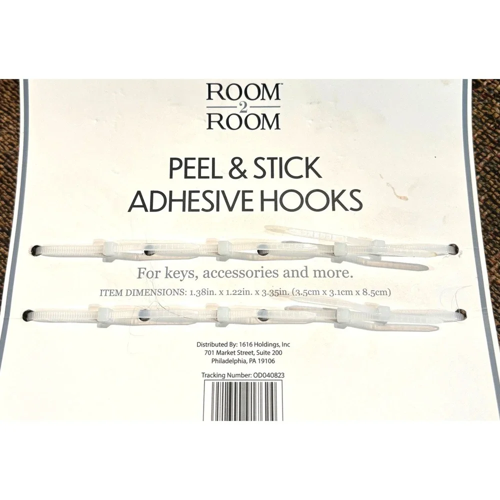 Room 2 Room 4 Pack‎ Peel & Stick Adhesive Hooks Faux Crystal Clear Acrylic Knobs